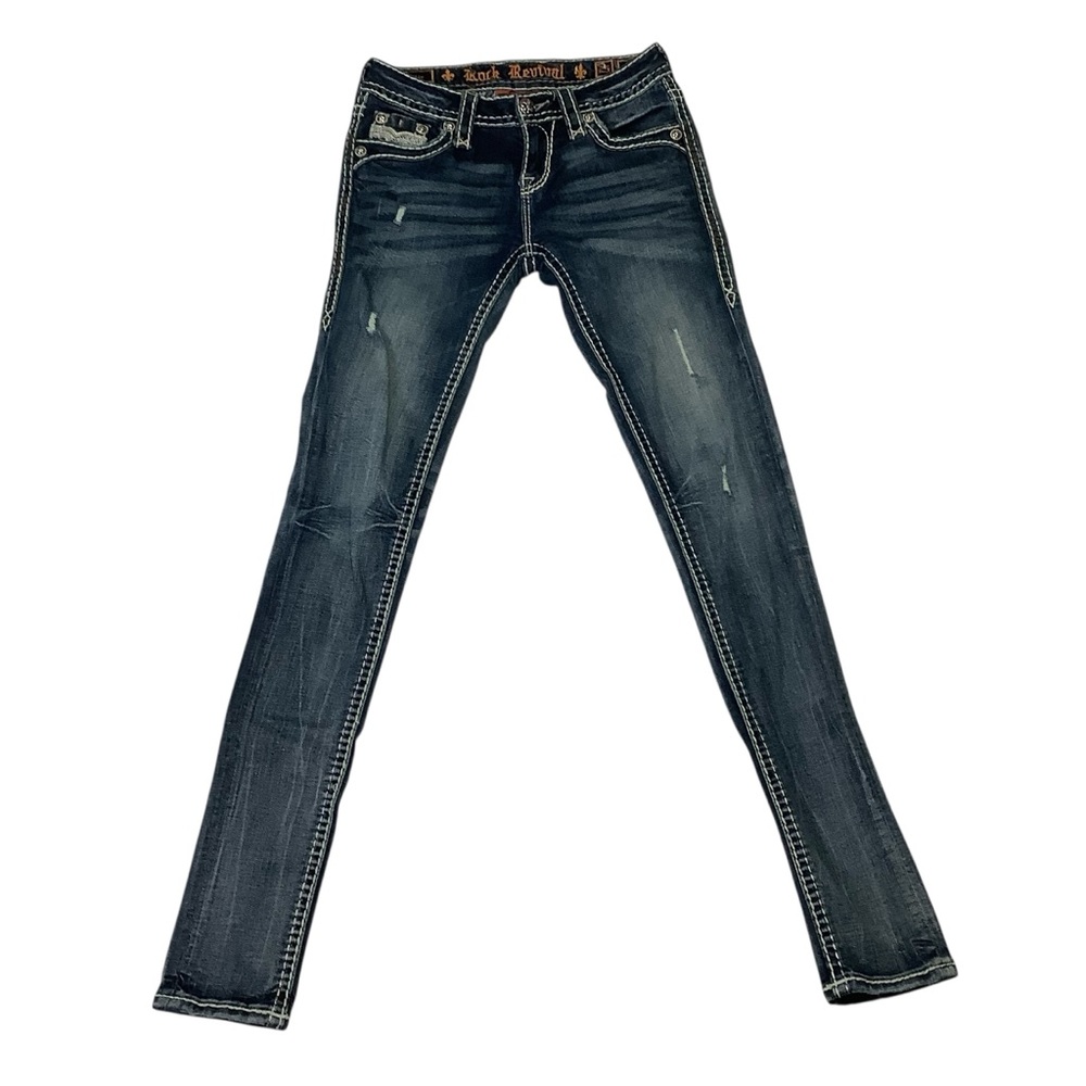 Rock Revival Pilkin Mid-rise Skinny Jeans Sz 25 Dark Blue